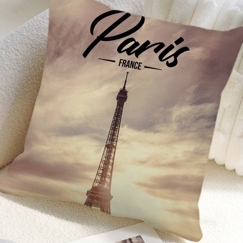 Paris Eiffel Tower Pillow Case Square Pillow Bedroom Sofa Leisure Comfort Cushion Car Home Decoration