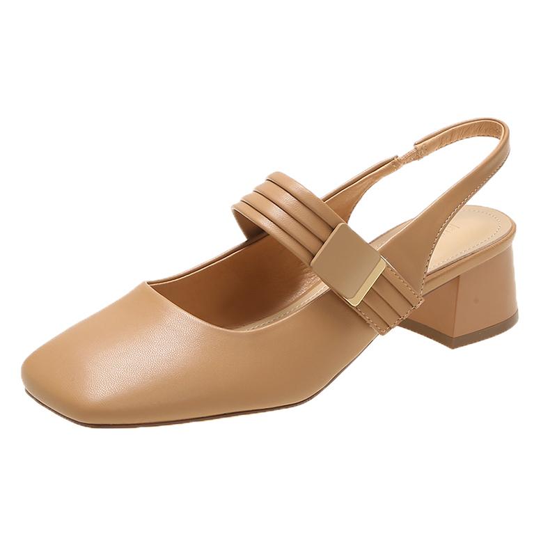 Summer Thick Heel New Baotou Sandals Women's Mary Jane Shoes 2024 Square Toe Low Heel Fashion Lolita Shoes Sexy Pumps Casual