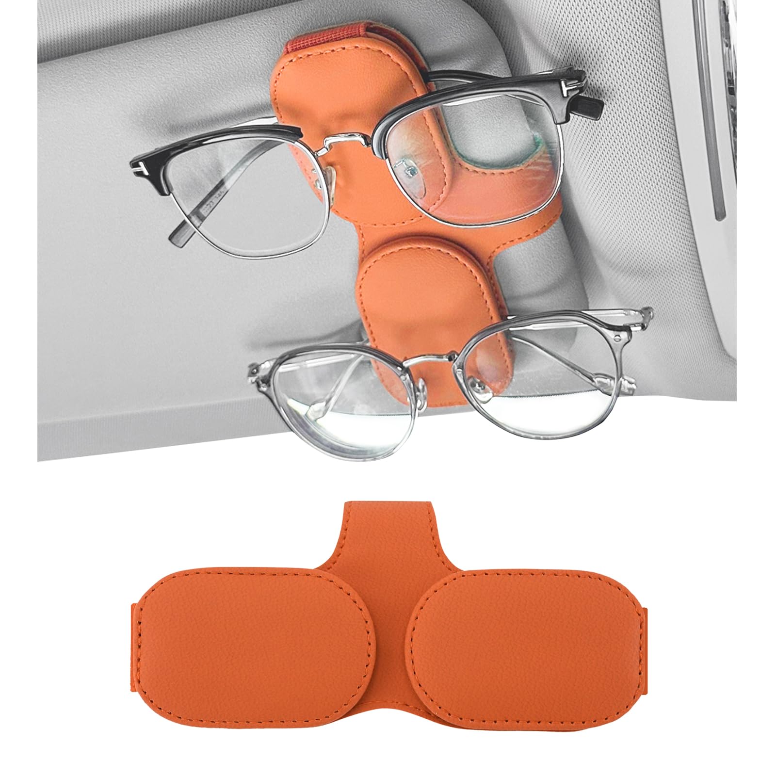 

HandyMite Car Sunglasses Holder Leather Eyeglass Holder Car Sunglasses Holder Easy Installation Ticket Card оранжевый