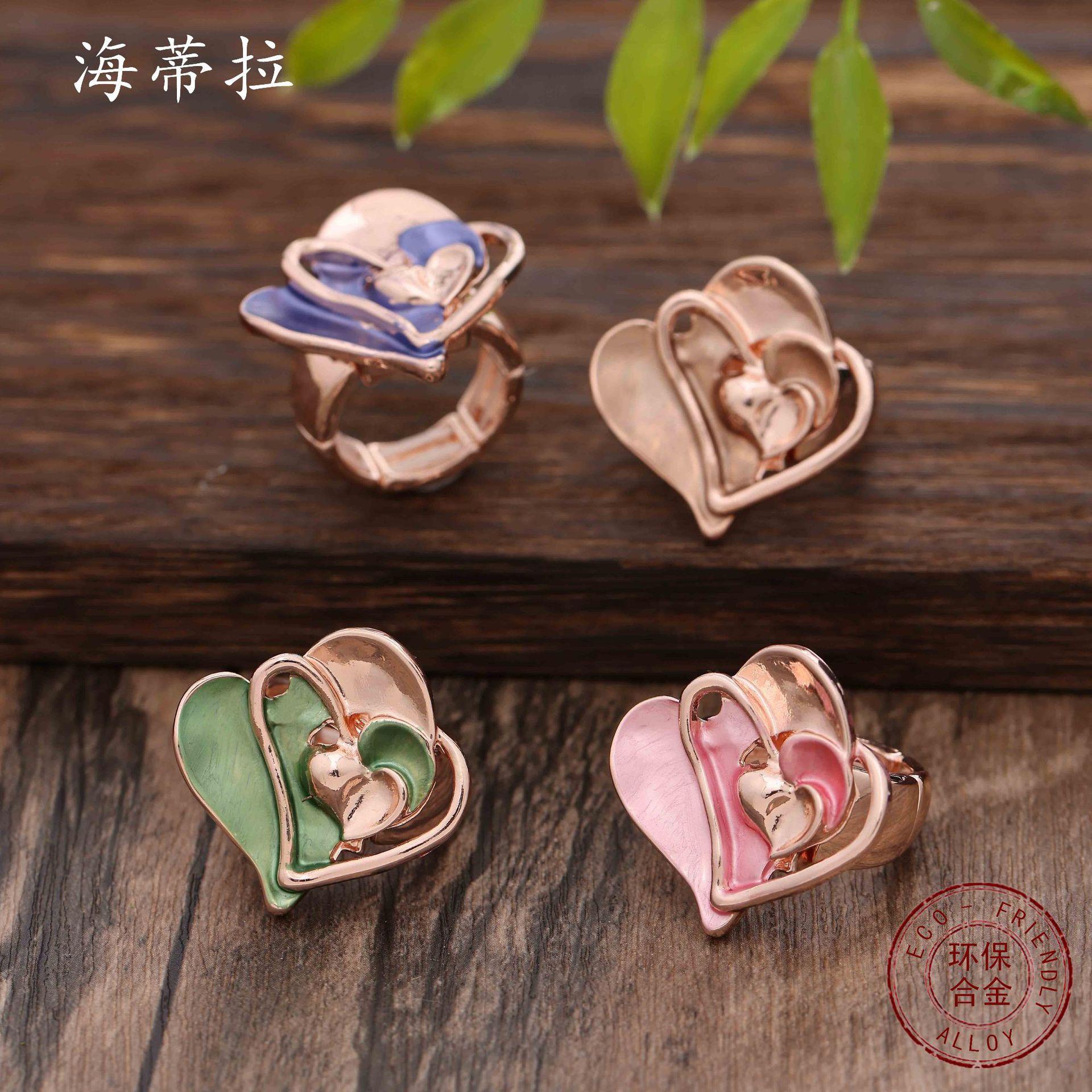 

Enamel Valentine s Day love elastic ring, fashionable senior couple love ring gift