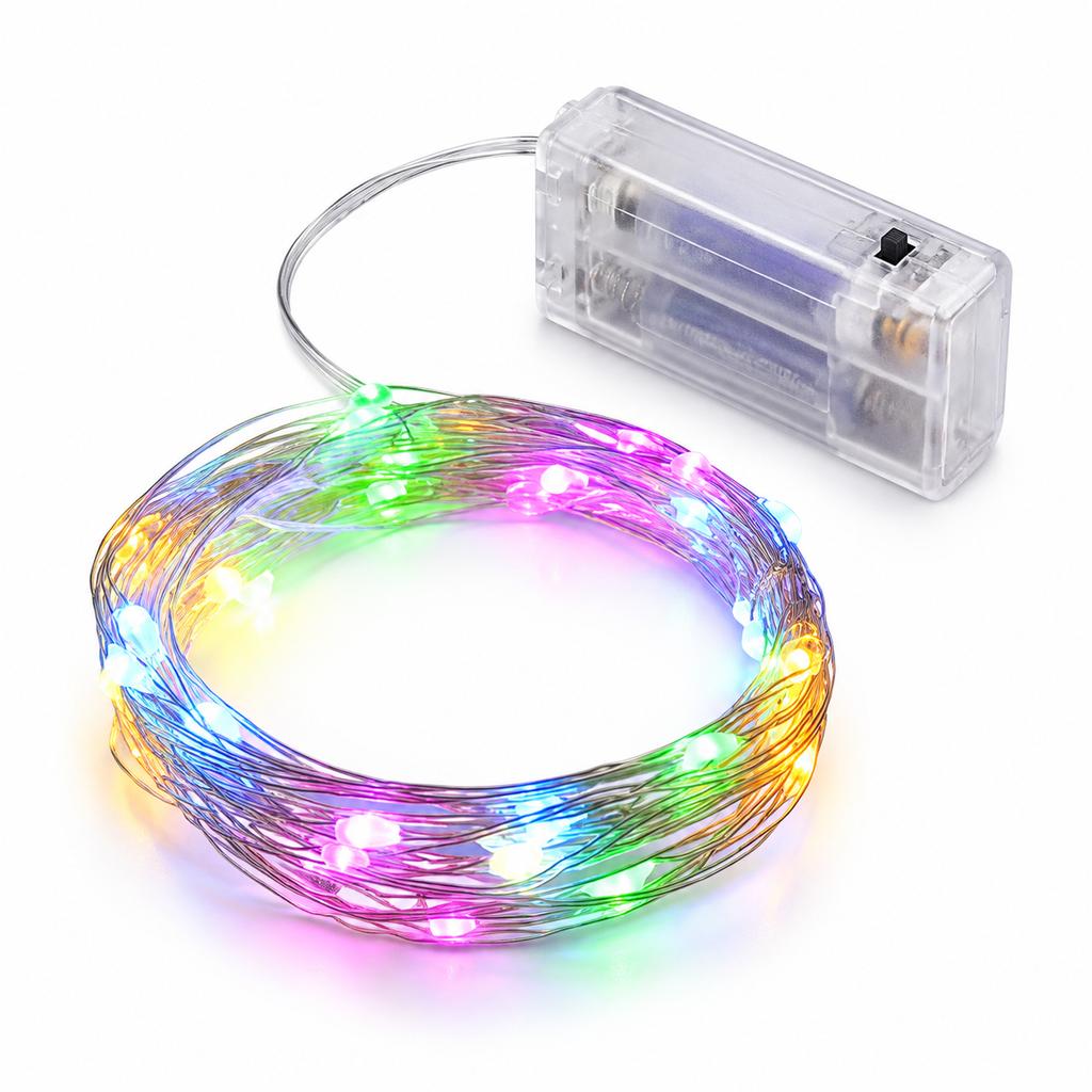 1m 10-LED Four-Color Constant-On Copper Wire String Light