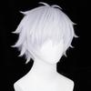 Gojo Cosplay Paruka Pánská Krátká Stříbrno Fialová Syntetická Paruka Nadýchané Špičaté Vlasy Paruky pro Anime Cosplay Halloweenský Kostým