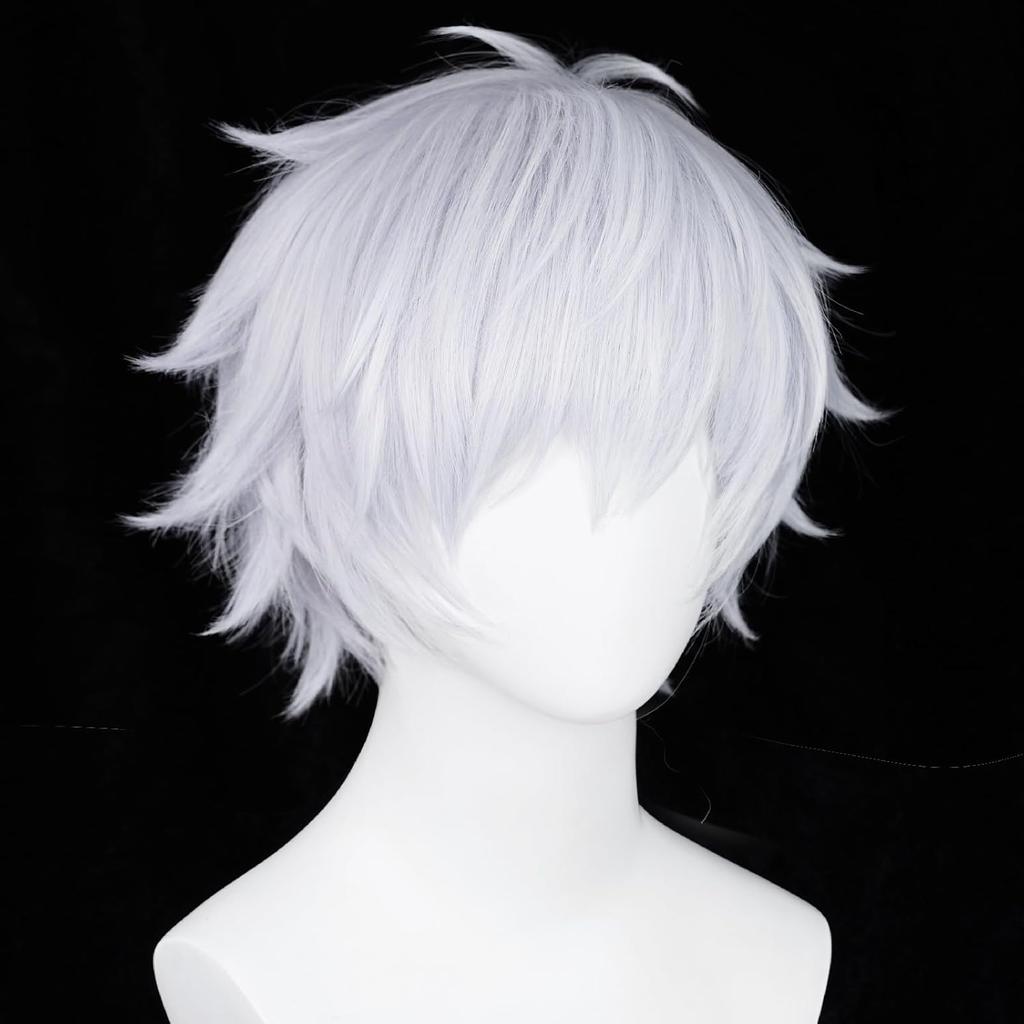 Gojo Cosplay Paruka Pánská Krátká Stříbrno Fialová Syntetická Paruka Nadýchané Špičaté Vlasy Paruky pro Anime Cosplay Halloweenský Kostým