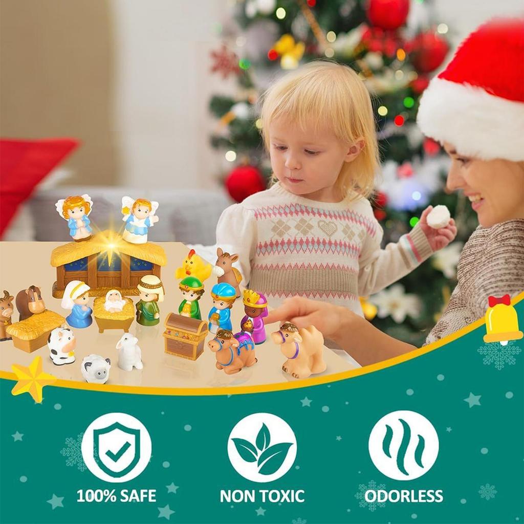 Christmas Countdown Advent 2026 Advent Nativity Toys Jesus Scene Christmas Calendar Toys For Kids Bedroom Living Room Classroom