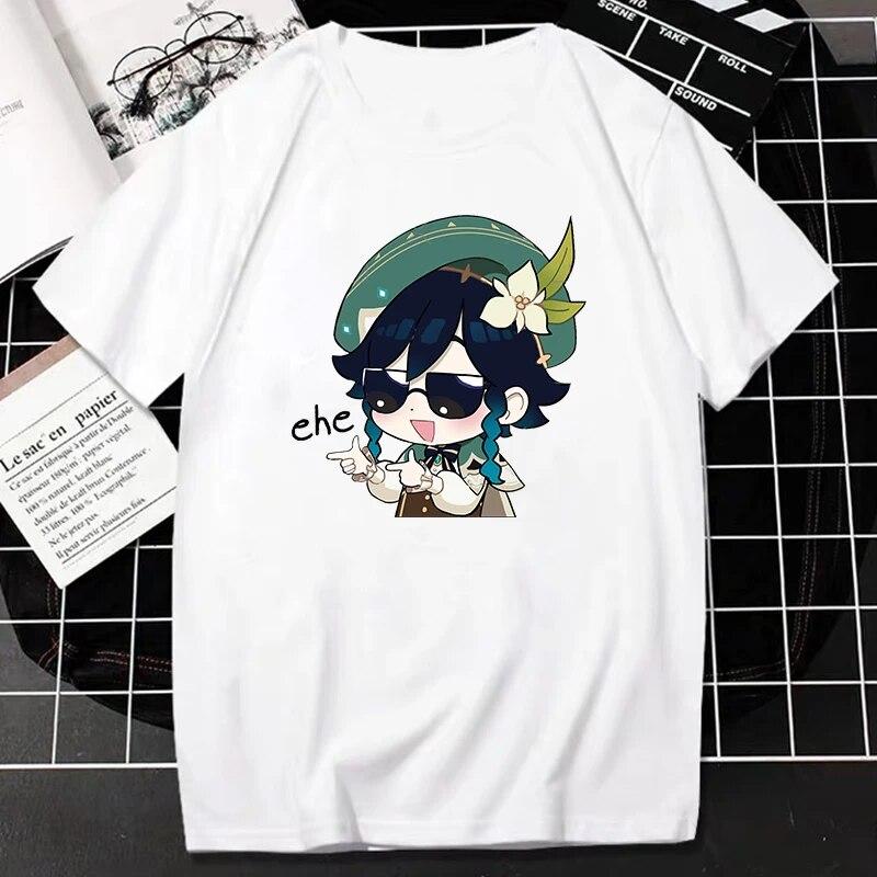 Nuovo Gioco Genshin Impact T-Shirt Donna Unisex Kawaii Top Classici Giochi Personaggio Stampa Grafica Top Harajuku Cartone Animato Streetwear Maglietta