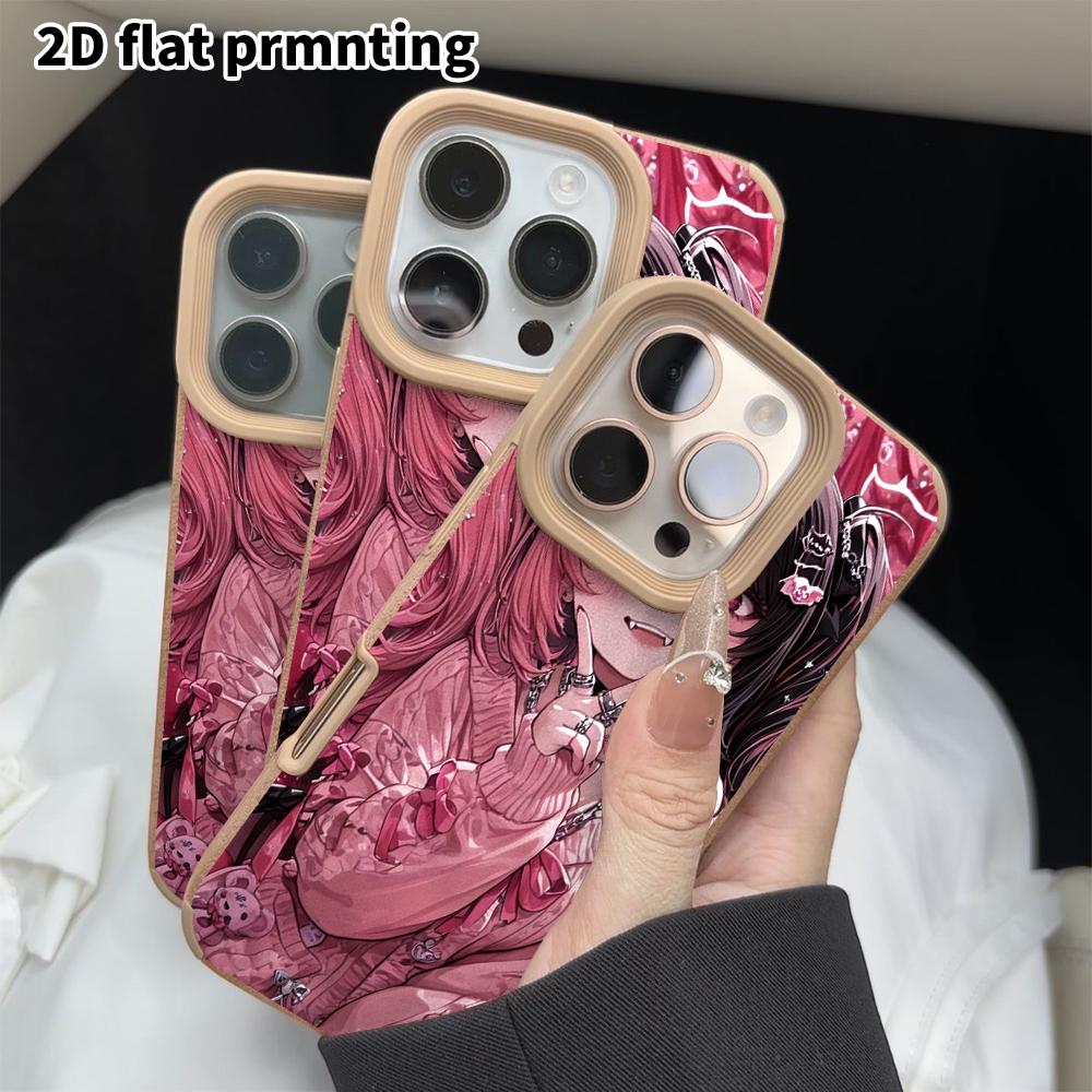 Phone Case: 2D Flat Lambskin Suitable for iPhone 18 17 16 15 14 13 Pro Protective Case, Anime Girl, Christmas and Halloween Gift