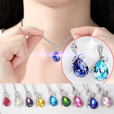 Plated Crystal vízcsepp medál nyaklánc különböző színekben részletek