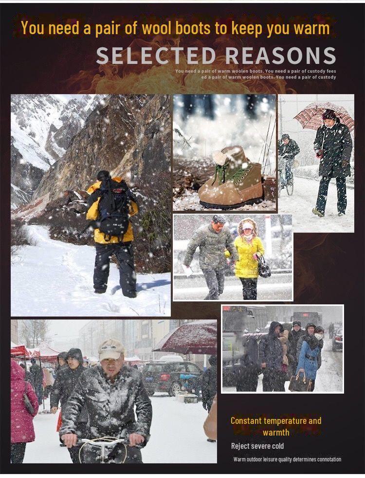 Men's Extra Thick High-Top Wool Snow Boots - Cold-Proof, Protective, Old-Fashioned Design