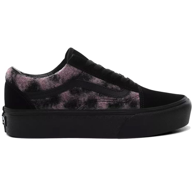 Vans Old Skool Mix Leopard Platform Tie-Dye Thick Sole Casual Low-Top Skate Shoes Women Sneaker Black Purple VN0A3B3UTRE
