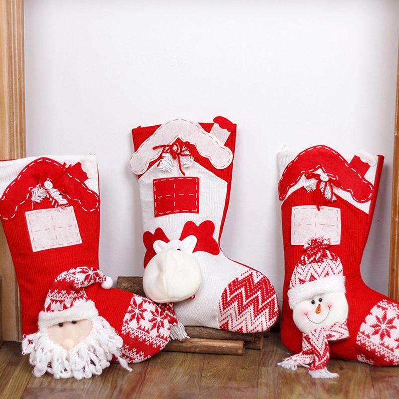 Christmas Stockings Party Favor Felt Candy Storage Bags Christmas Snowman Stockings For Mantel Stairs Tree Home Farmhouse Garden