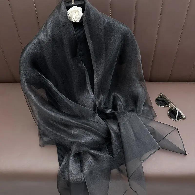 Autumn And Winter New Simulation Silk Double Layer Scarf Shawl Elegant And Elegant Temperament Mom'S Women'S Long