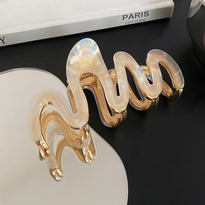 

1 шт. Новая заколка-акула с уксусной кислотой, Высококачественный металлический зажим, Волна, Мода, Зажим для волос, Женский, Премиальный стиль