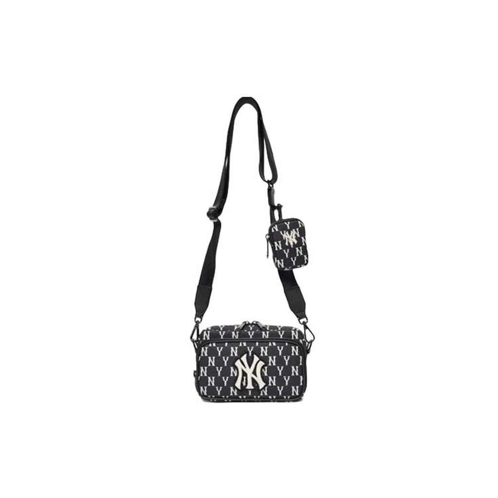 New MLB Monogram Collection Polyester Combo Bag Camera Bag Shoulder Bag Crossbody Bag Mini Unisex Black 3ACRS012N-50BKS