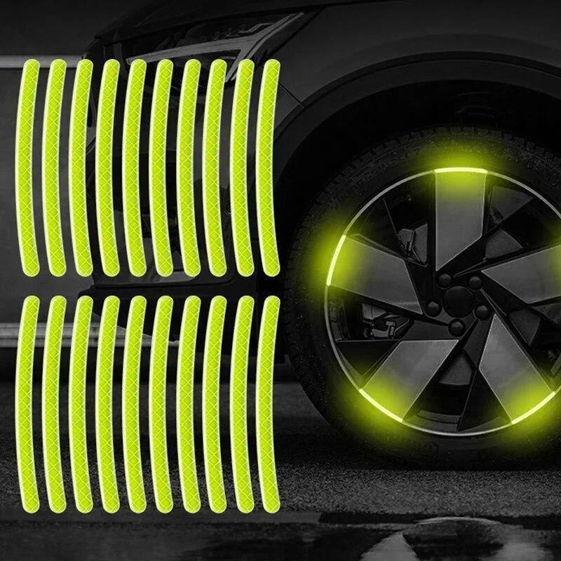 20Pcs/set Colorful Car Motorcycle Wheel Hub Reflective Strips Stickers Car Styling Decal Sticker Auto Moto Decor Decals