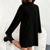 Women's Loose And Comfortable Warm Ribbed High-Neck And Long Sleeve Dress
