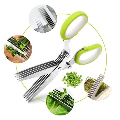 3-Piece Set: Herb Cutter Scissors, 5-Blade Kitchen Scissors, Shredder Scissors, Onion Scissors, 5-Blade Kitchen Scissors, All-Purpose Scissors, and Ve