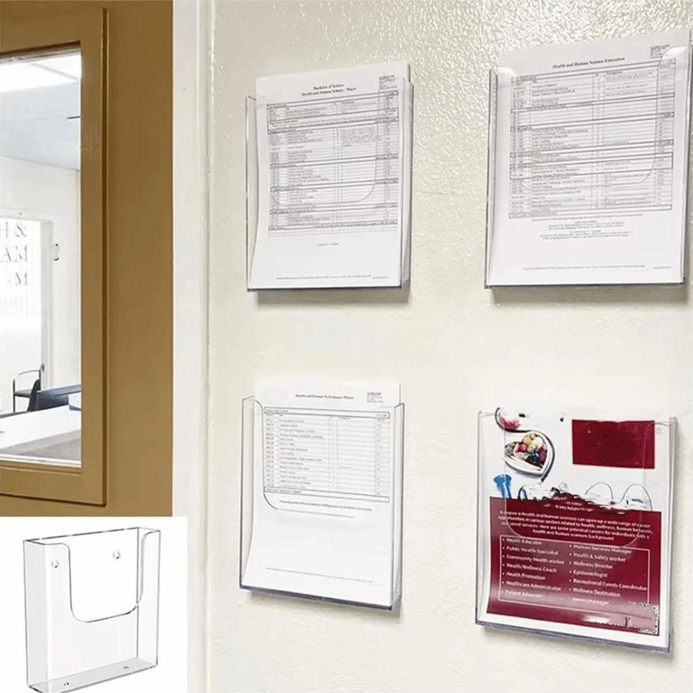 Transparent Wall-Mounted File Organizer Single Layer File Rack Magazine Rack Office Supplies