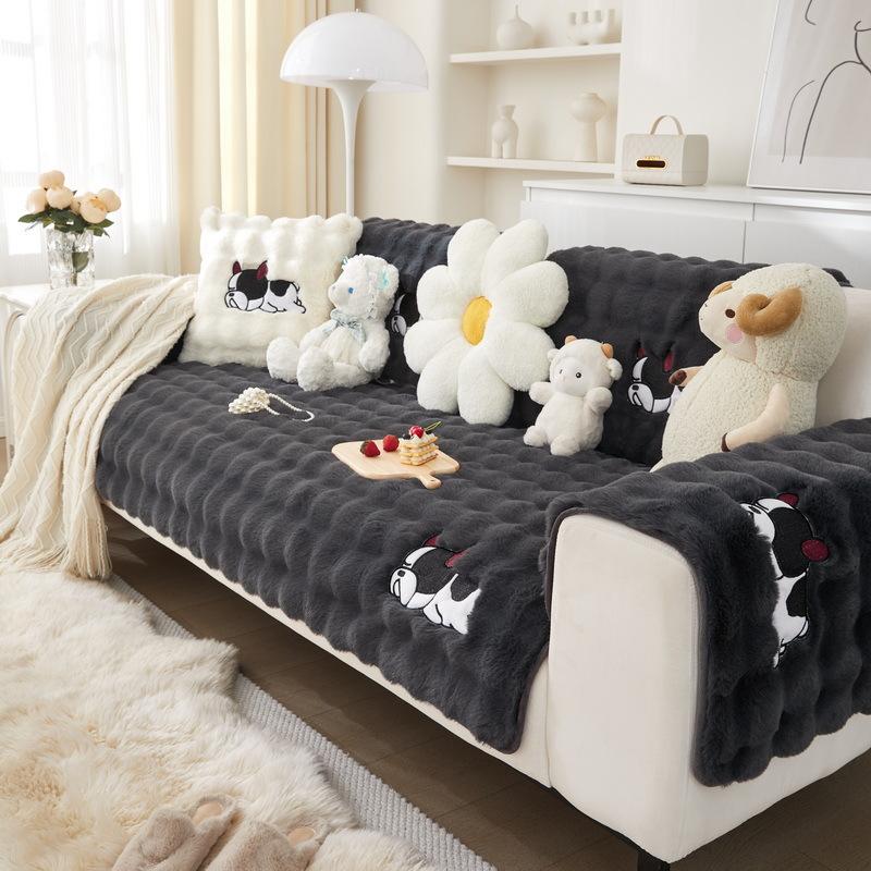 New Plush Sofa Cushion Autumn And Winter Non-Slip Seat Cushion Thickened Winter Leather Sofa Cover Backrest Cover Cloth Towel