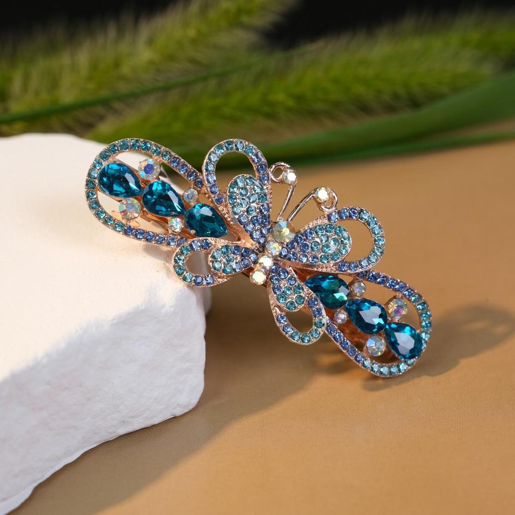 Große Schmetterling Kristall Haarspange im koreanischen Stil für Frauen - Elegantes Strass Kopfschmuck-Accessoire