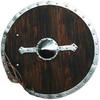 Medieval Viking Shield  Dark Brown Steel  Wood Battle-Ready Design for LARP, Reenactment, Cosplay, or Decorative Display