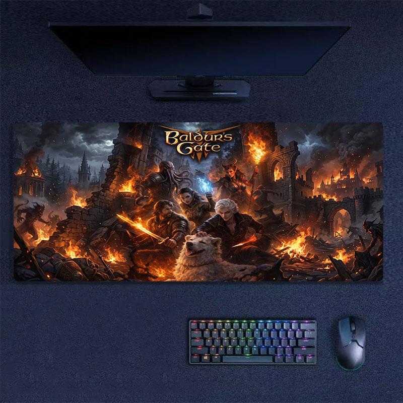 Bg3 Large Gaming Table Cushion Non-slip Laptop Tablet Big Mousepad XXL Mat Mini PC Playmat With Lock edge