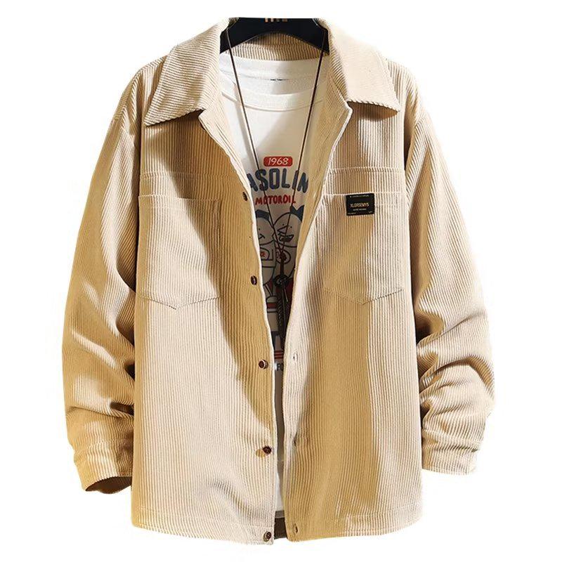 Men's Japanese Retro Striped Long-Sleeve Shirt - Casual Spring/Autumn Fashion