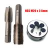 HSS M20 x 2,5 mm kuželový a zástrčkový závitník a M20 x 2,5 mm matricový metrický závit pravý