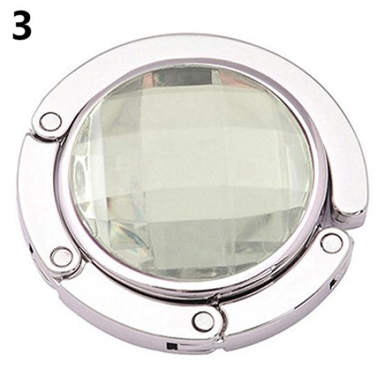 Foldable Purse Hanger Handbag Hook Hang Convenient Table Round Rhinestone Holder