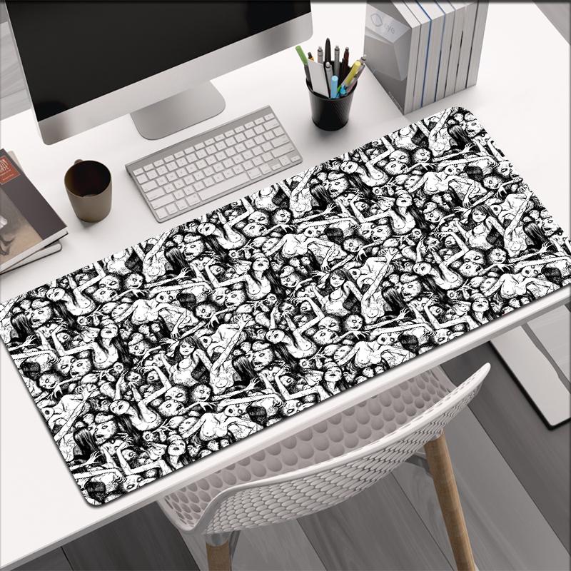 Junji Ito Xxl Mouse Pad Gaming Accessories Keyboard Alfombrillas De Ratón Soft Computer Desk Mat Pc Gamer Cabinet Mousepad Large
