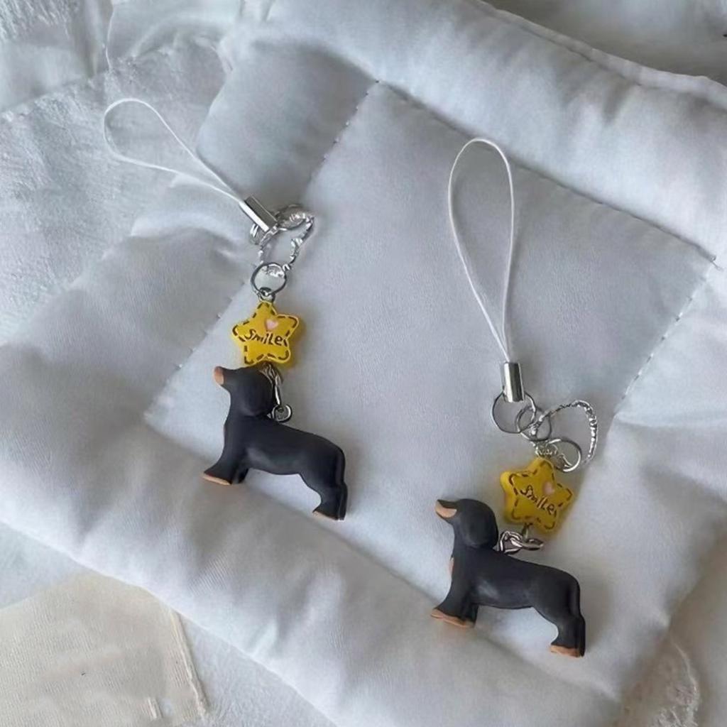 Lovely Cartoon Dachshund Phone Charm Sweet Styles Resin Materials Portable and Easy To Attach for Women and Students