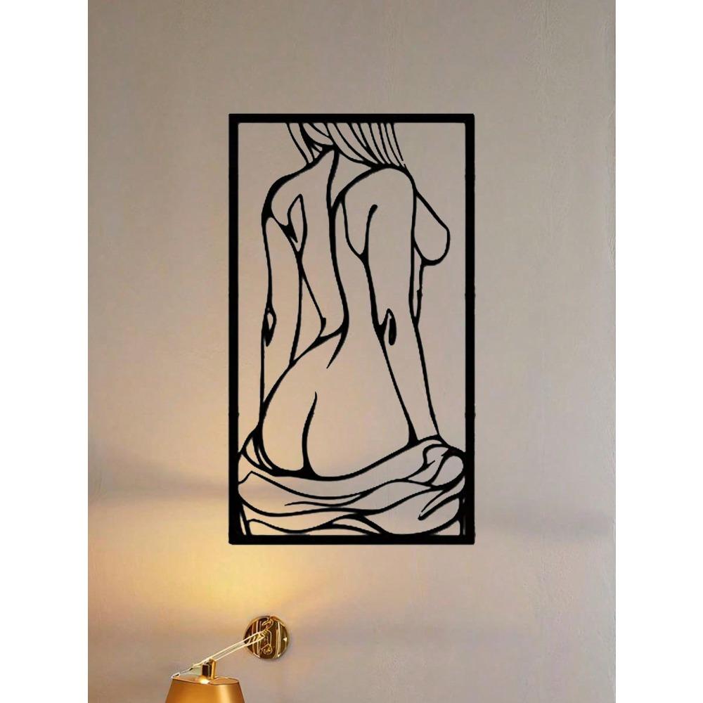 Elegant Metal Wall Sculpture Female Silhouette Modern Minimalist Line Art Unique Hanging Decor for Living Room Bedroom Contemporary Vintage Art
