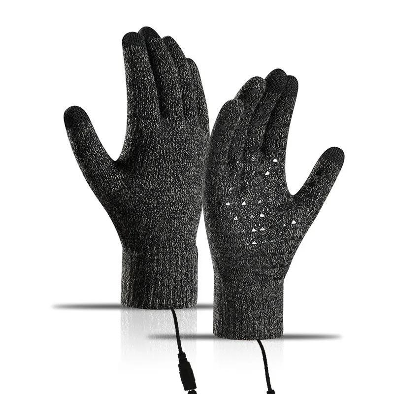 Heated Gloves Winter Thermal Warm Gloves with Built In Heating Sheet USB Powered Soft Durable Touch Screen Non-slip Work Gloves
