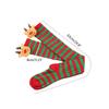 Damen Weihnachten Overknee Lange Socken Niedlich 3D Plüsch Hirsch Elch Gestreifter Druck Oberschenkelhohe Strümpfe Feiertagsparty Strumpfwaren