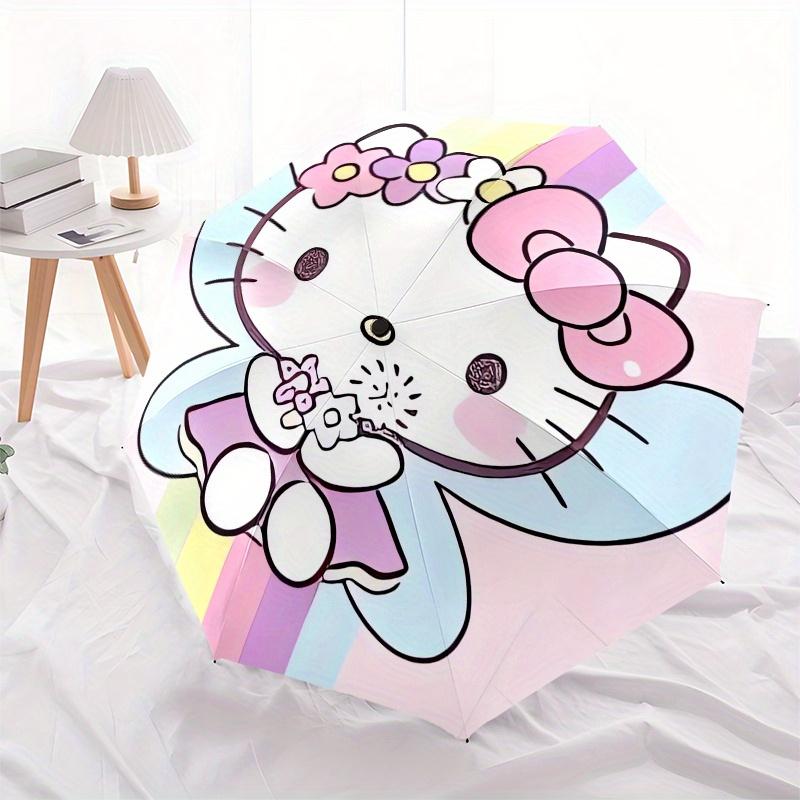 Hello Kitty, Rainbow Automatic Opening and Closing Parasol Compact Travel Umbrella with 8 Ribs for Women and Men Ideal Birthday/Christmas Gi