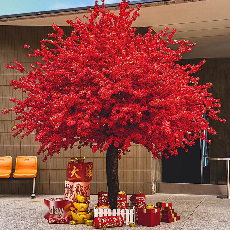 Chinese Style Red Artificial Peach Blossom Tree