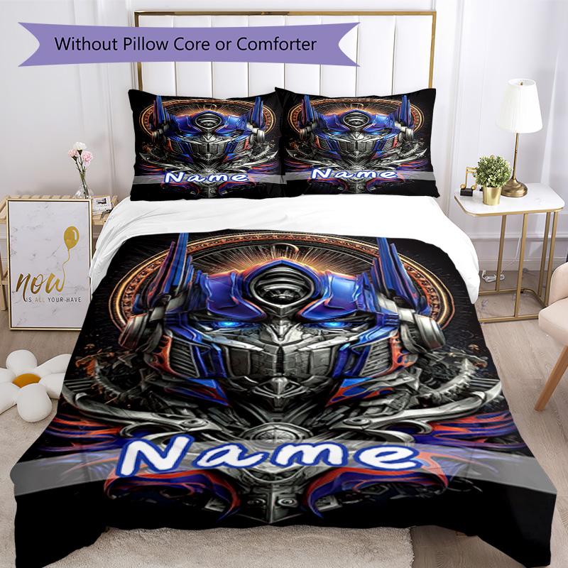 Transformers Fans (23) Customize Your Name Bedding Set Breathable Duvet Cover with Pillowcases Home Decoration Birthday Gift