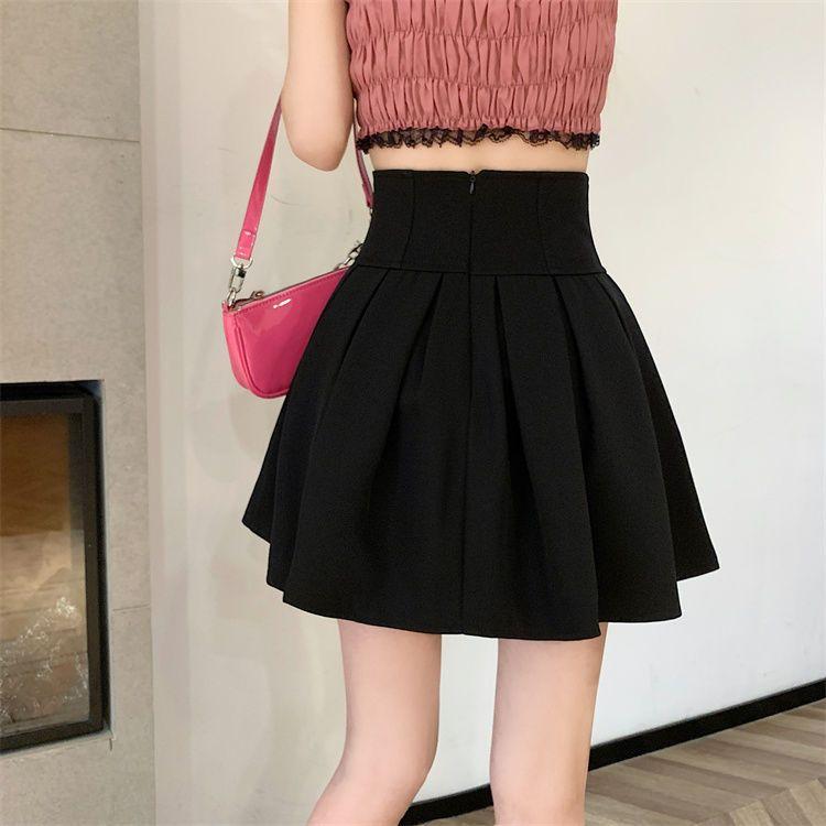 Faltenrock Damen Hohe Taille Fishbone A-Linie Rock Weißer Regenschirm Schwarz Mini Y2k Koreanische Röcke Shorts Mode Kleidung Sommer