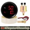 2 IN 1 Oil Temperature+Oil Pressure Gauge with Sensor Digital Display Red/Green Car Gauge Backlight for Marine Boat Car 9-32V