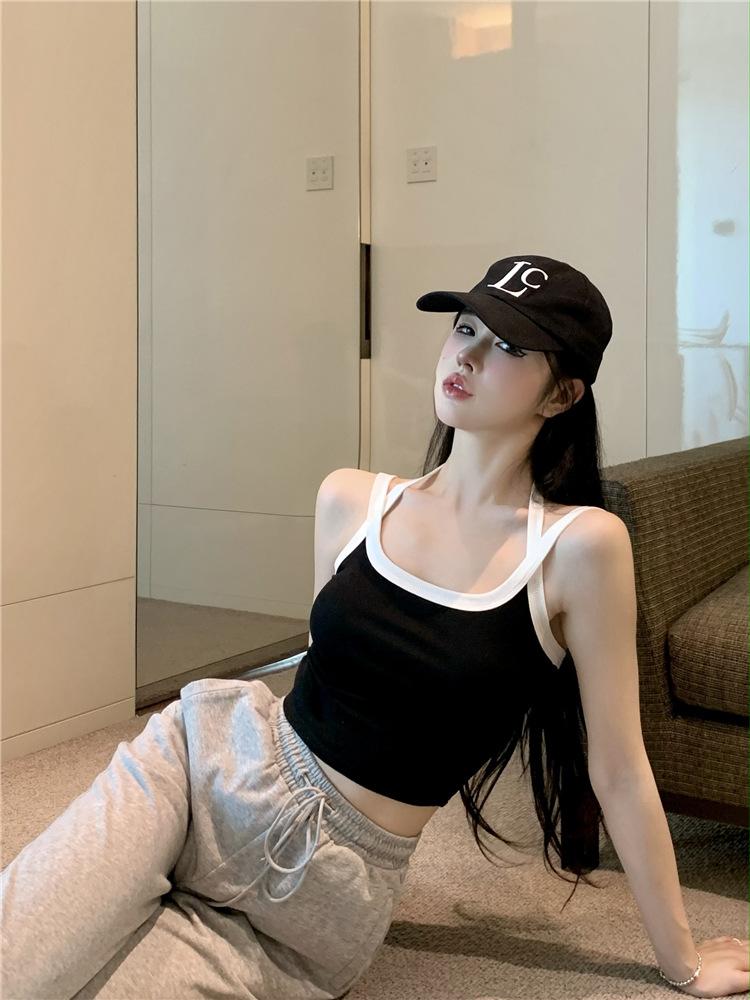 Spice Girl Halterneck Sleeveless Camisole Summer Wear Pure Off-the-shoulder Short Slim Inner Top