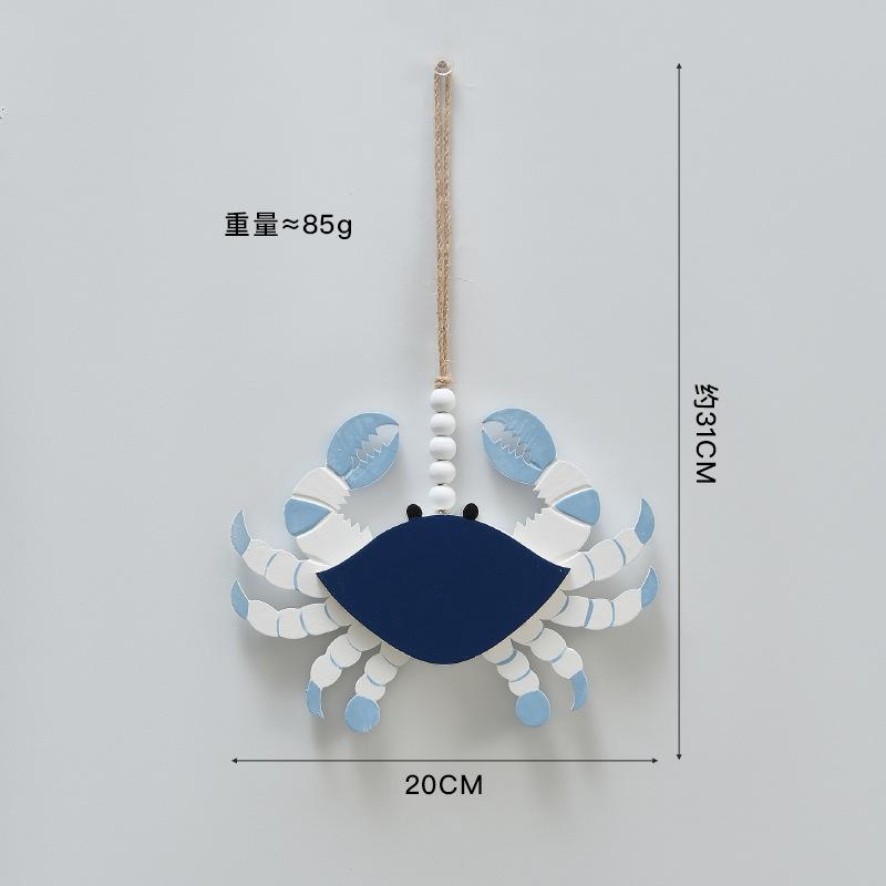 

Mediterranean Wooden Crab obster Pendant Hanging Wall Decoration Vintage Living Room Ocean Beach Theme Restaurant Bar Wall Decor