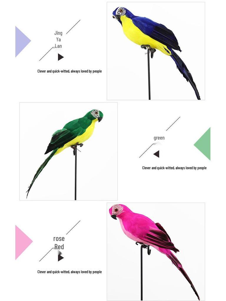 Grüner Ara Feder Simulationsvogel für Gartendekor, 25CM & 35CM