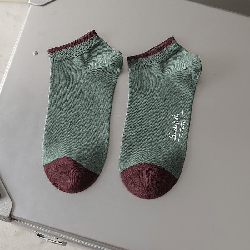 

2022 New Summer Men S Socks Low-Top Color Matching Casual Boat Socks Retro Parallel Socks Men S Invisible Socks One size fits all зелений