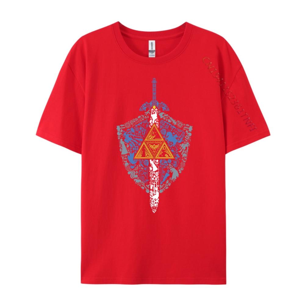 Nintendo Zelda Hylianský štít Elementové ikony Zelené a bílé grafické tričko Oblečení Nadměrná velikost Harajuku