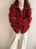Women's Long Sleeve Sweater Stand Collar Lazy Style Knit Cardigan Zip Up Casual Outerwear