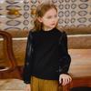 Little Naive Girls' Long-Sleeve Shimmering Satin Patchwork T-Shirt