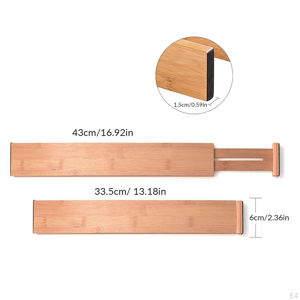 Adjustable Bamboo Drawer Dividers Organizer Large Extendable Storage for Kitchen Utensils,