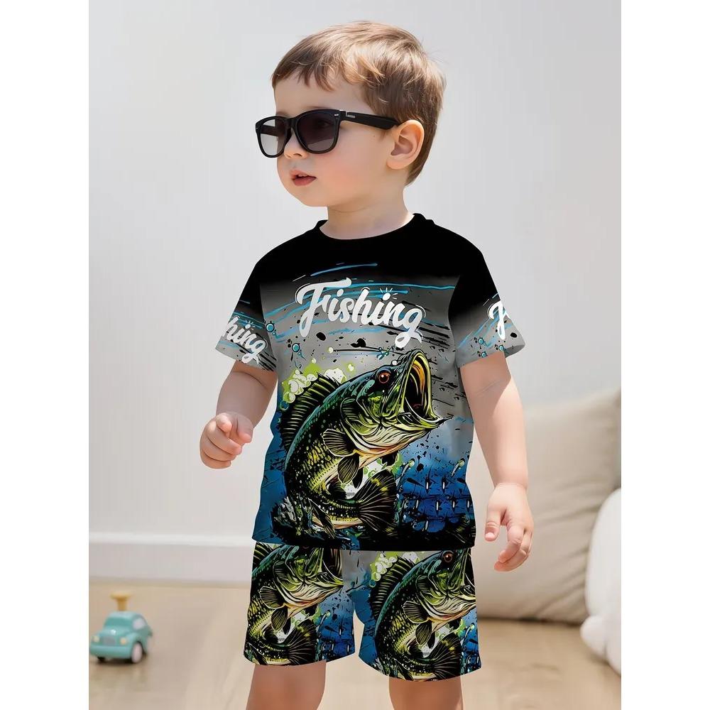 Summer Cartoon Creative Fun Pattern Children's Summer Fashion Comfortable Soft Breathable Short Sleeved Two-piece Set
