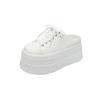 8CM Patent Microfiber Leather Synthetic Platform Wedge Breathable Pumps Summer Chunky Heels Mary Jane Slippers Shoes