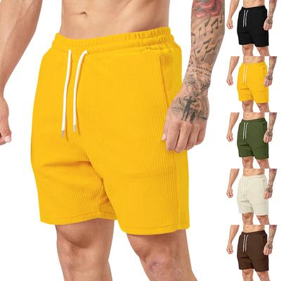 Modèles d'été shorts à lacets couleur unie pantalon de survêtement pour hommes velours côtelé simple décontracté cinq pantalons pour hommes