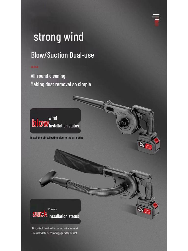 High-Power Rechargeable Lithium Battery Blower and Vacuum Cleaner Combo